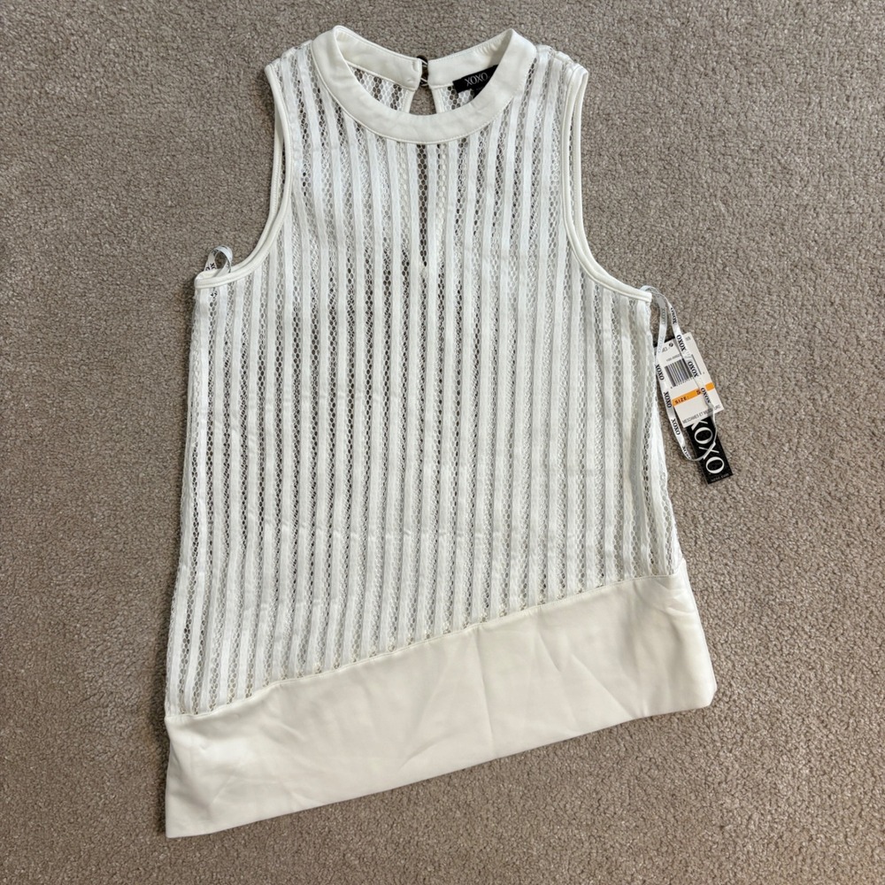 NWT XOXO‎ White Sleeveless Top - Sheer Lace Overlay - Contemporary Style - S